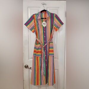 Christopher John Rogers x Target Rainbow Striped Dress, size 8 NEW WITH TAGS